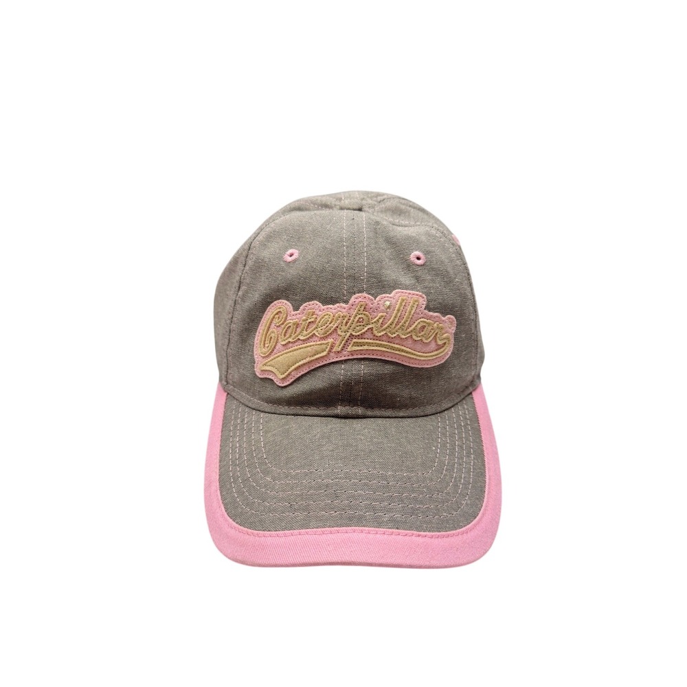 Caterpillar Baseball Cap Women's Grey Pink Embroidered Logo Adjustable OS